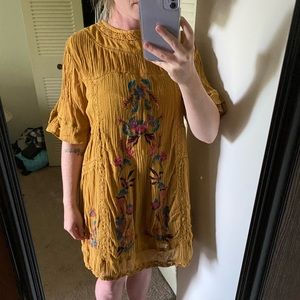 Embroidered Boho Peasant Dress